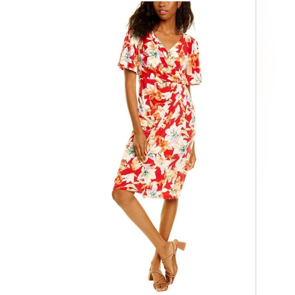 Maggy London Floral Faux wrap dress size 6 - Picture 1 of 6